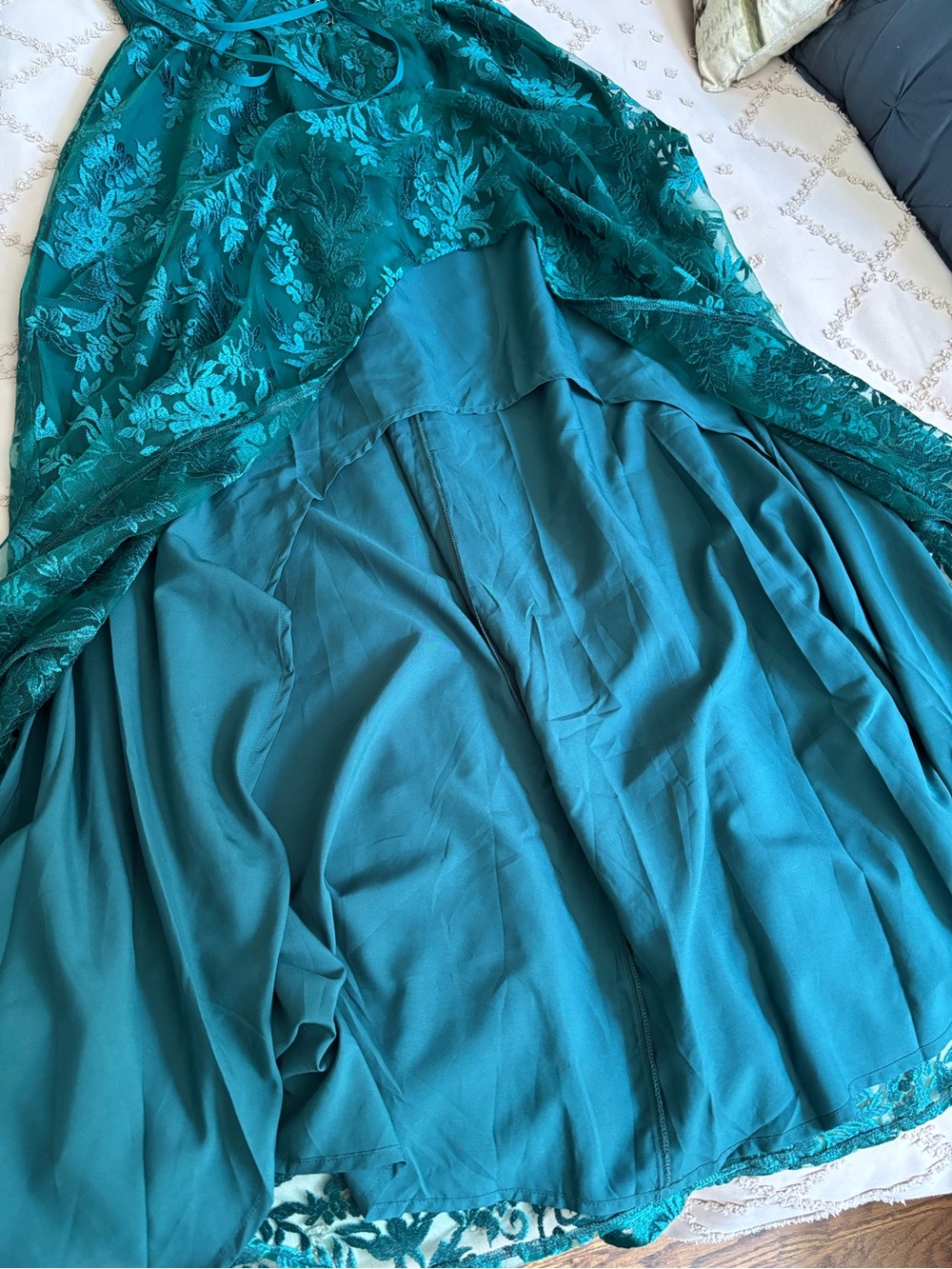 NWT Jofolie Holli Emerald Green Floral Cottagecore Peasant Lace Maxi Dress S - Picture 10 of 14